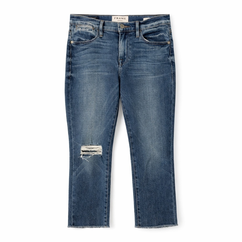 Frame 26x28 Le High Straight Distressed Raw Hem Merry Jeans Straight Leg 0636